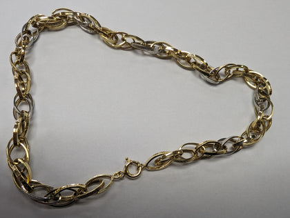 14CT WHITE/YELLOW  GOLD MULTILINK CHAIN 18