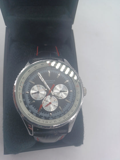 Sekonda Maverick Black Dial & Leather Strap Watch 30035.