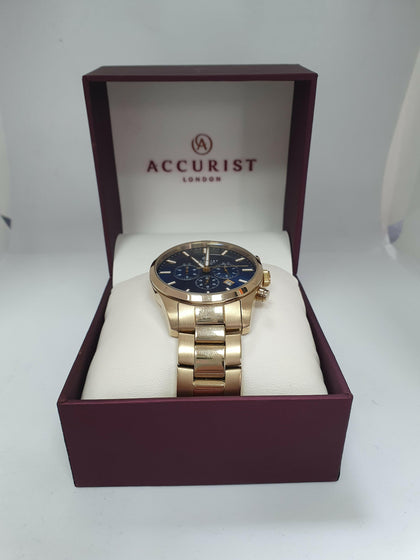 Accurist gents chrono - Gold with blue face - Gold Diamond.