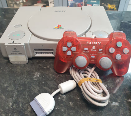 Sony Playstation 1 SCph-7502 with Red Controller & 6 games..
