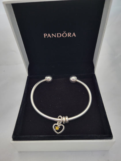 Pandora Bracelet with 1 Love Heart Charm, Hallmarked 925 ALE ,Size: 7CM Diameter,  12.58 Grams.