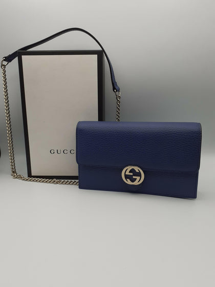 Gucci Blue Leather Crossbody Bag.