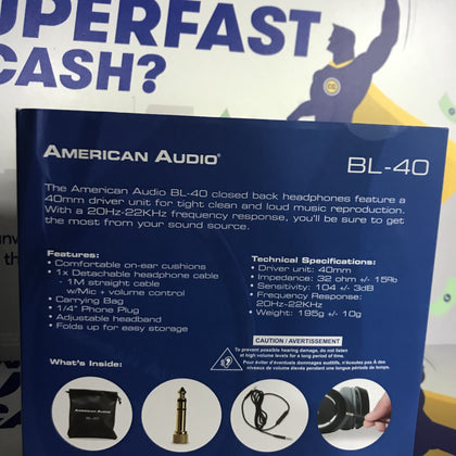 American Audio BL-40 Professional Headphones.