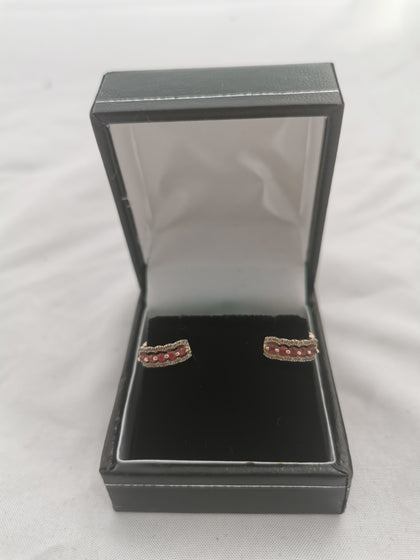 14K Gold Earrings 1.7G Earrings with Pink Stones, 585 Hallmarked, Box Included.