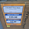 3 Tier Black Glass TV Stand