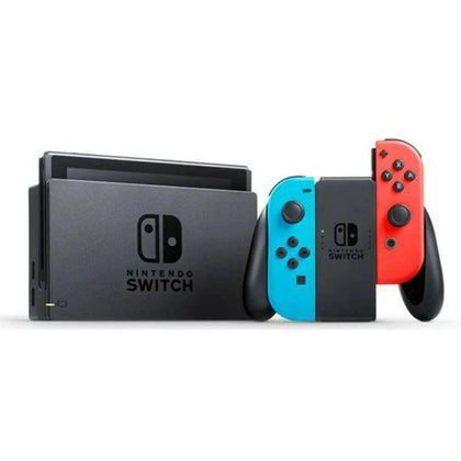 Nintendo Switch with Neon Blue and Neon Red Joy-Con, Unboxed.