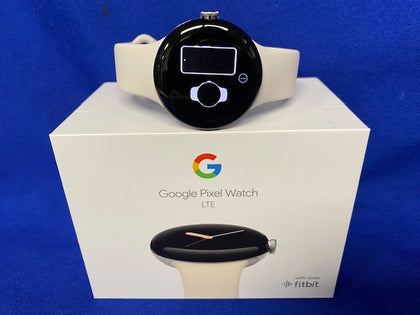 Google Pixel Watch - Polished Silver Case/Chalk Active Band - 4G LTE + Bluetooth/Wi-Fi - Boxed.