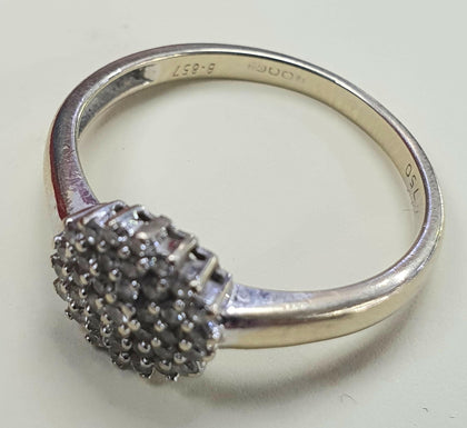 18ct diamond white gold cluster Ring  - SIZE L- LEYLAND STORE.
