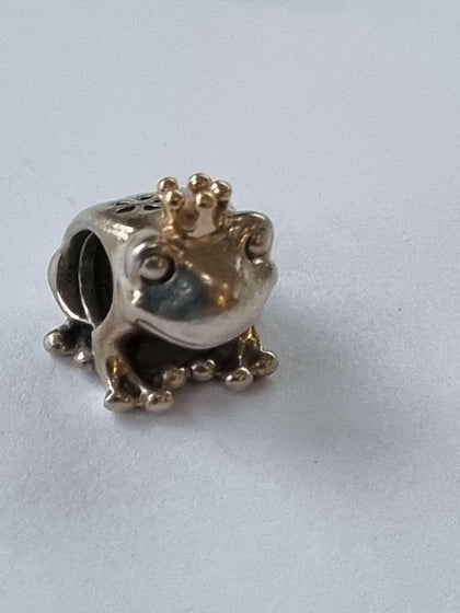 Pandora Frog Prince Charm Silver & 14K Crown S925 Ale , #791118.
