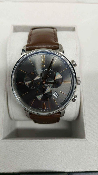 MAURICE LACROIX EL1098 Eliros Chronograph 40MM Mens Watch - Brown Leather Strap - Boxed.