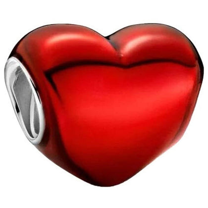 Pandora Charm Red Metallic Heart 799291C02 Silver.