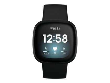 Fitbit Versa 3 Health & Fitness GPS Smartwatch (Black/ Black Aluminium).