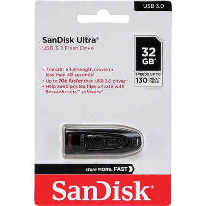SanDisk 32GB Ultra USB 3.0 Flash Drive.