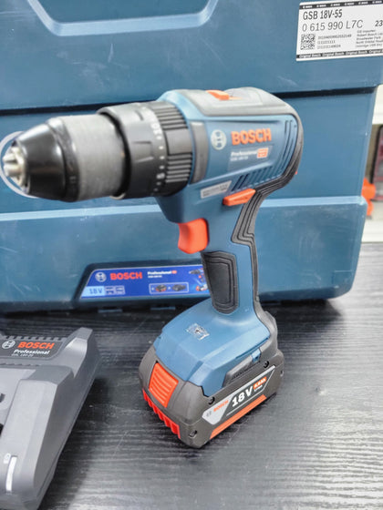 Bosch GSB 18V-55 18V Brushless Combi Drill Driver - 1x 4.0ah Battery 1x Charger **USED ONCE**.