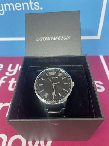 EMPORIO ARMANI STAINLESS STEEL WATCH BOXED.