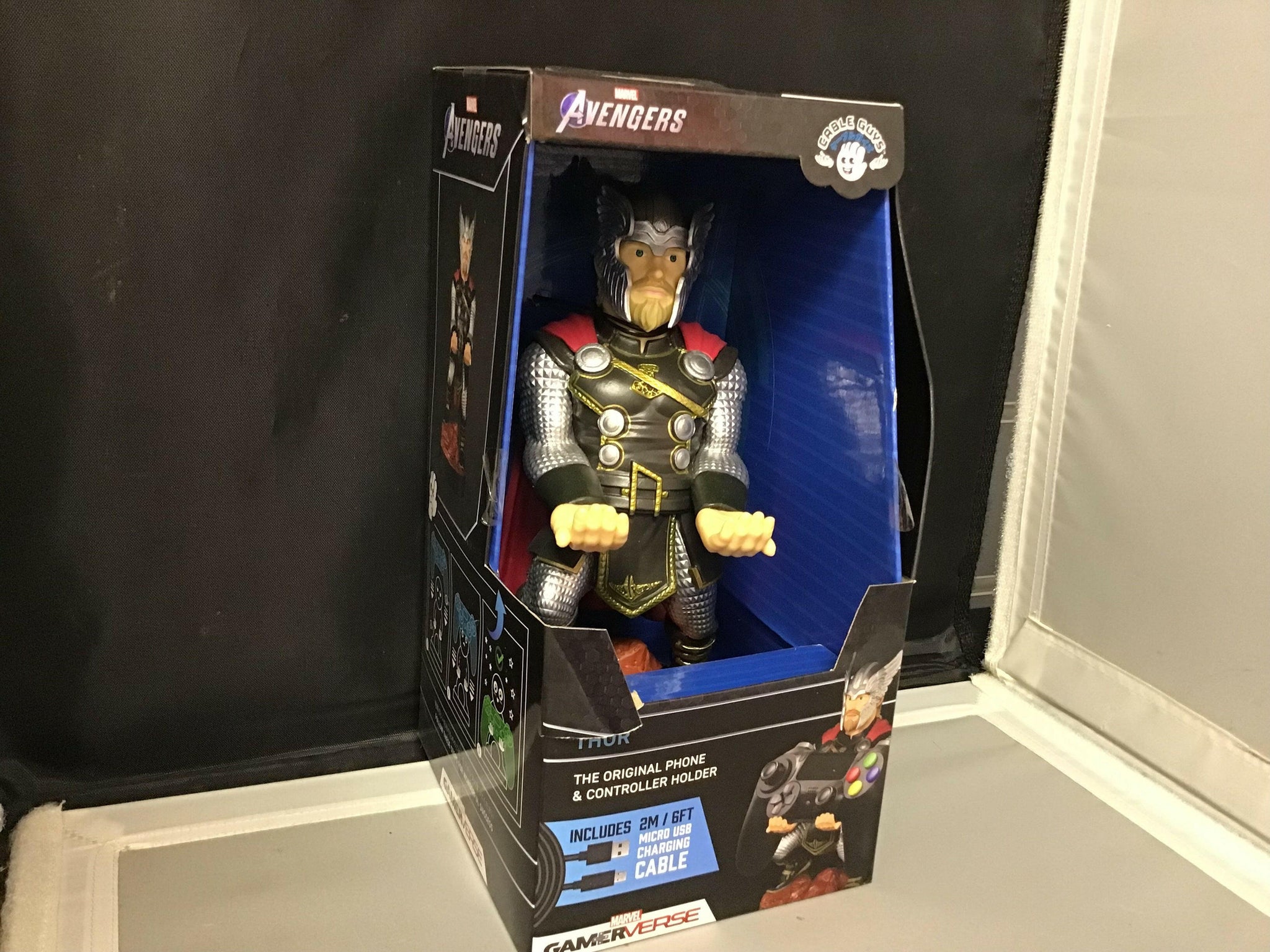 Marvel Thor Cable Guy Phone and Controller Holder Vinyl Figure | Adult | Mens | Red/Gray | One-Size | Exquisite Gaming