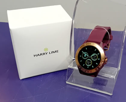 **BOXED** HARRY LIME Smartwatch **Berry Purple with Rose Gold Accents** inc. Charging Cable.
