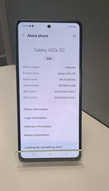 Samsung Galaxy A52s 5G 128GB 5G Dual SIM Mobile Phone - Awesome Mint.