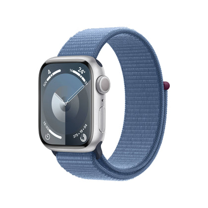 Apple Watch Series 9 - 41mm - GPS - Silver Aluminium Case - Winter Blue Sport Loop.