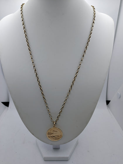 9ct Yellow Gold Belcher Chain With St. Christopher Pendant - 26