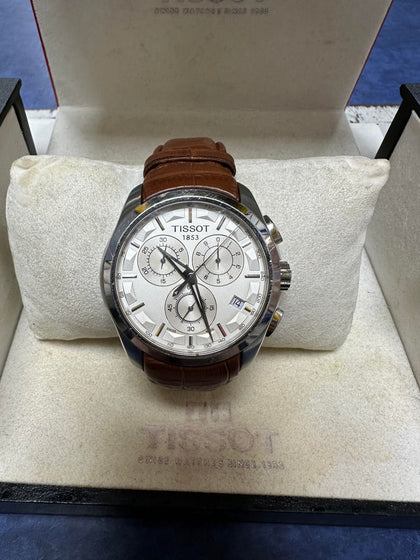 Tissot Chronograph Brown Leather Watch.