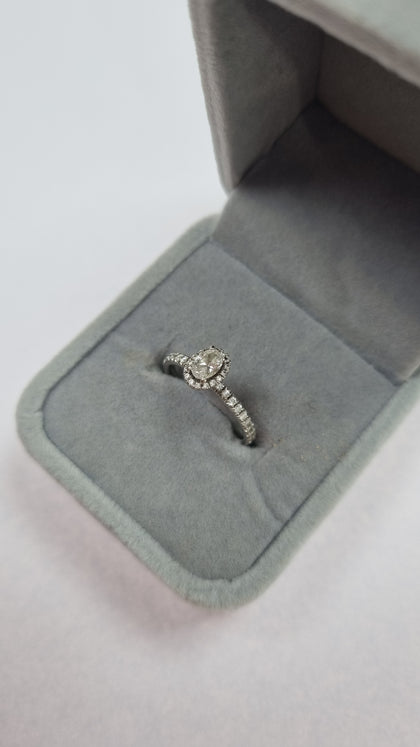 18ct White Gold Diamond Ring Size M 0.65ct LEYLAND.