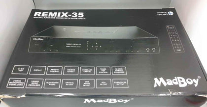 MadBoy® REMIX-35 digital karaoke mixer with Bluetooth and remote control, boxed.