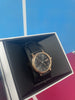 DKNY STAINLESS STEEL WATCH WITH BLACK LEATHER STRAP BOXED