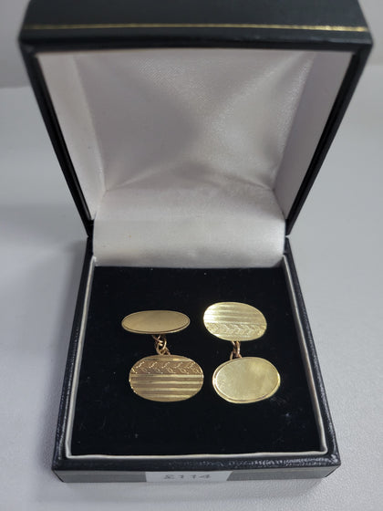 9K Gold Cuff Links, Hallmarked and Tested, 4.63Grams, Box Included.