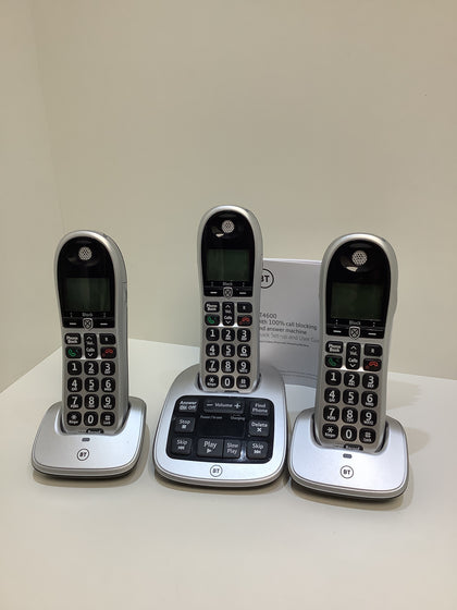 BT Home Cordless Phone 4600 Trio Big Button Call Blocker Answering Machine -- house phone.
