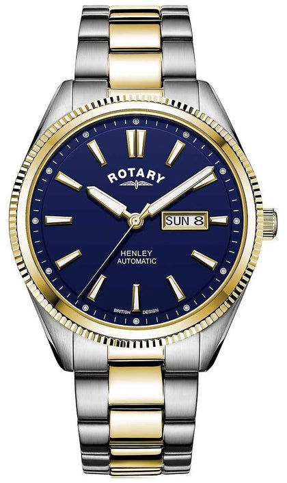 Rotary Mens Henley Two Tone Blue Dial Automatic Watch GB05381/05.
