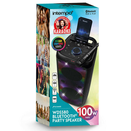 Intempo Bluetooth Karaoke Speaker Party Stereo Wired Microphone Control Panel Karaoke Microphones.