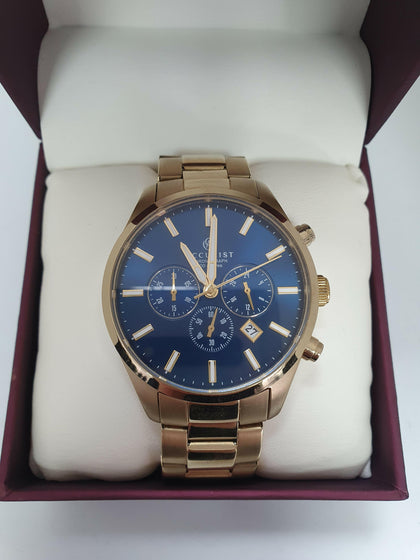 Accurist gents chrono - Gold with blue face - Gold Diamond.