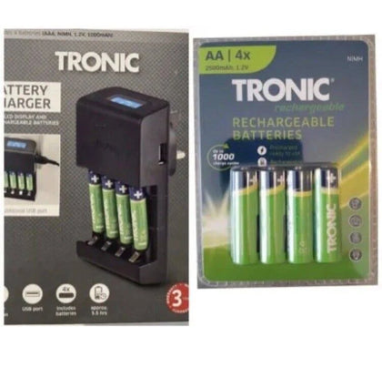 Tronic Battery Chargerlcd Display 4 Rechargeable Batteries Aaa And 4.