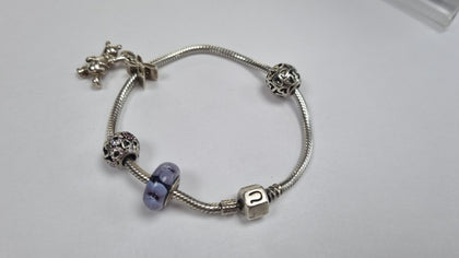 Silver Bracelet with 4 charms 17.5cm LEYLAND.