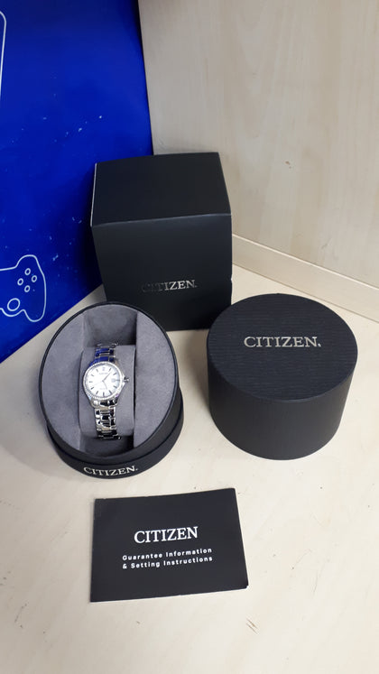Citizen Silhouette Crystal Eco-Drive Ladies Silver Watch FE1140-86D.