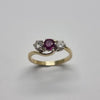 9ct Gold Ruby and Diamond Three Stone Hallmarked Ring size L