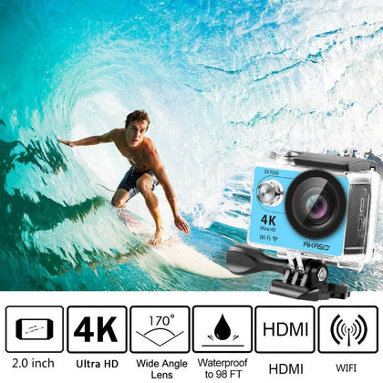 Akaso EK7000 4K30FPS Action Camera - 20MP Ultra HD Underwater Camera 170 Degree.
