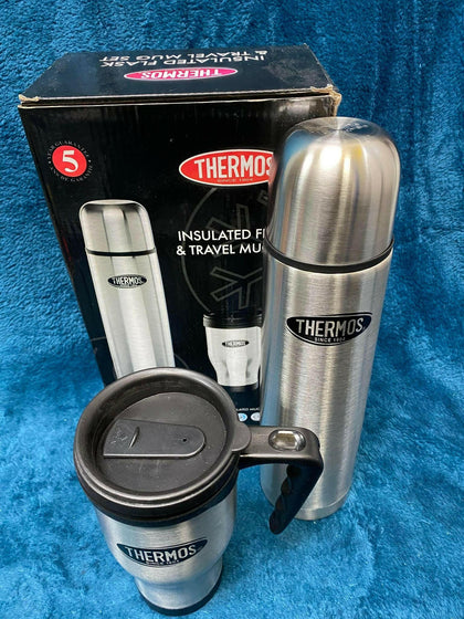 Thermos Insulated Flask and Travel Mug Set.