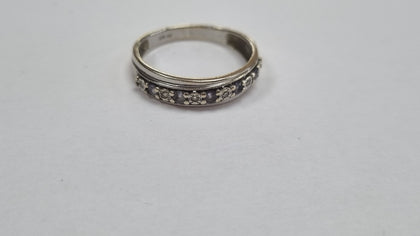 9ct White Gold Diamond Ring Purple stones size O LEYLAND.