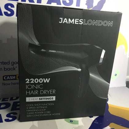 James London 2200w Ionic Hairdryer With 3 Heat Settings..