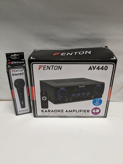 Fenton AV440 Hi Fi Stereo Amplifier With Bluetooth Karaoke Mode USB MP3 Player.