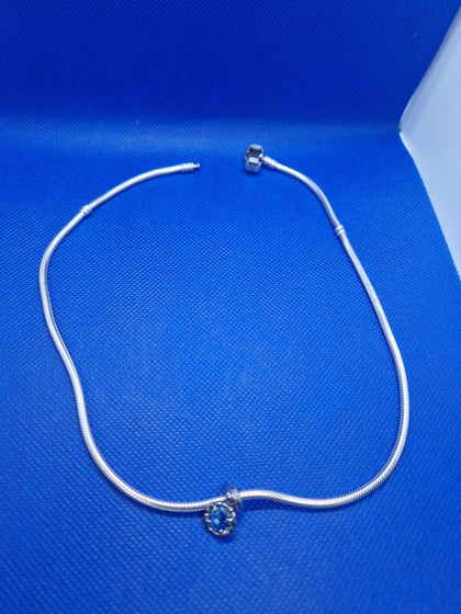 Blue Crystal Pandora Charm Necklace.