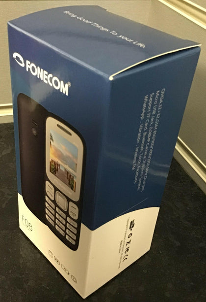 **BOXED & BRAND NEW** FONECOM F08 Mobile Phone **BLUE** - Dual SIM - Unlocked.