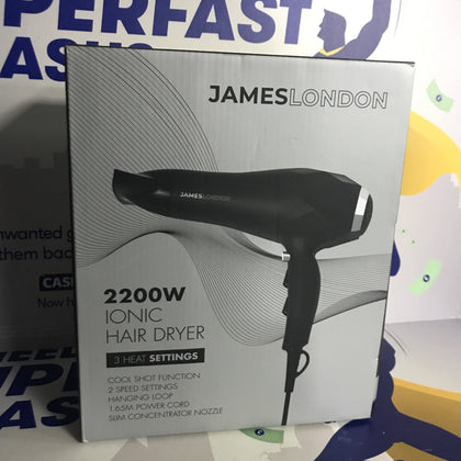 James London 2200w Ionic Hairdryer With 3 Heat Settings..