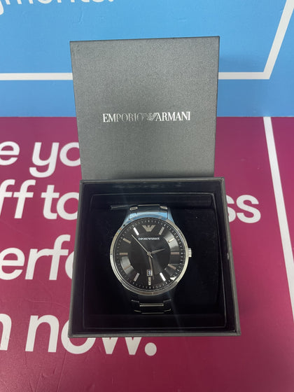 EMPORIO ARMANI STAINLESS STEEL WATCH BOXED.