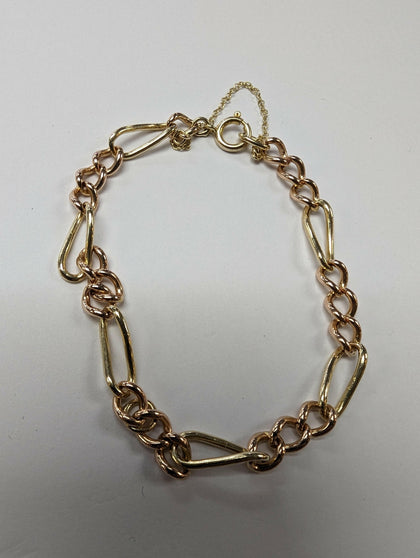 9CT GOLD BRACELET 10.98g  WITH SAFETY CHAIN PRESTON STORE.