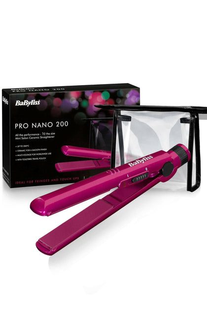 BaByliss 2861BAU Pro Nano 200 Hair Straightener, Pink.
