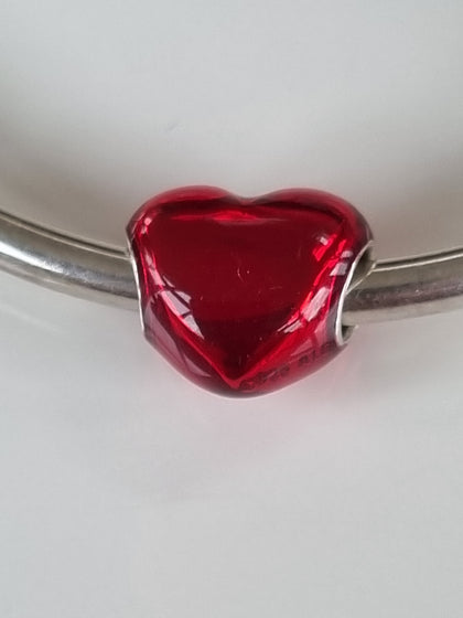 Pandora Charm Red Metallic Heart 799291C02 Silver.