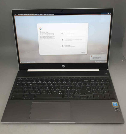 HP Chromebook 15-de0000na 15.6-Inch FHD Laptop, Intel Pentium Gold 4417U, 4 GB RAM, 64 GB eMMC,* white dot on the centre of the screen*.